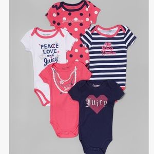Juicy Couture Pink, White, Navy Onesie Set